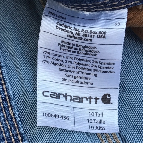 🥂HOST PICK🥂 Womens Stretch CARHARTT Straight Leg Medium Wash Jeans - 10 Tall - Picture 9 of 9